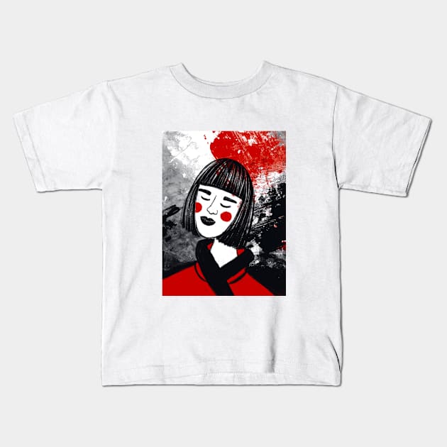 Asian woman illustration Kids T-Shirt by Nastya Li